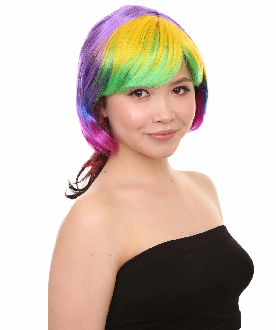 HPO Sweet Candy Womens Wig | Multicolor Sexy Cosplay Party Halloween Wig | Premium Breathable Capless Cap Women's