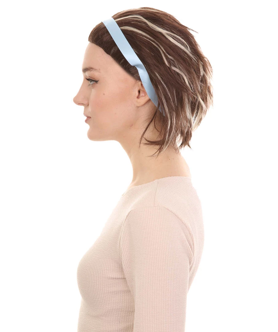 HPO Women's The Croods 2 Style Wig With Hairband | Black & Blonde Mix Wigs | Premium Breathable Capless Cap