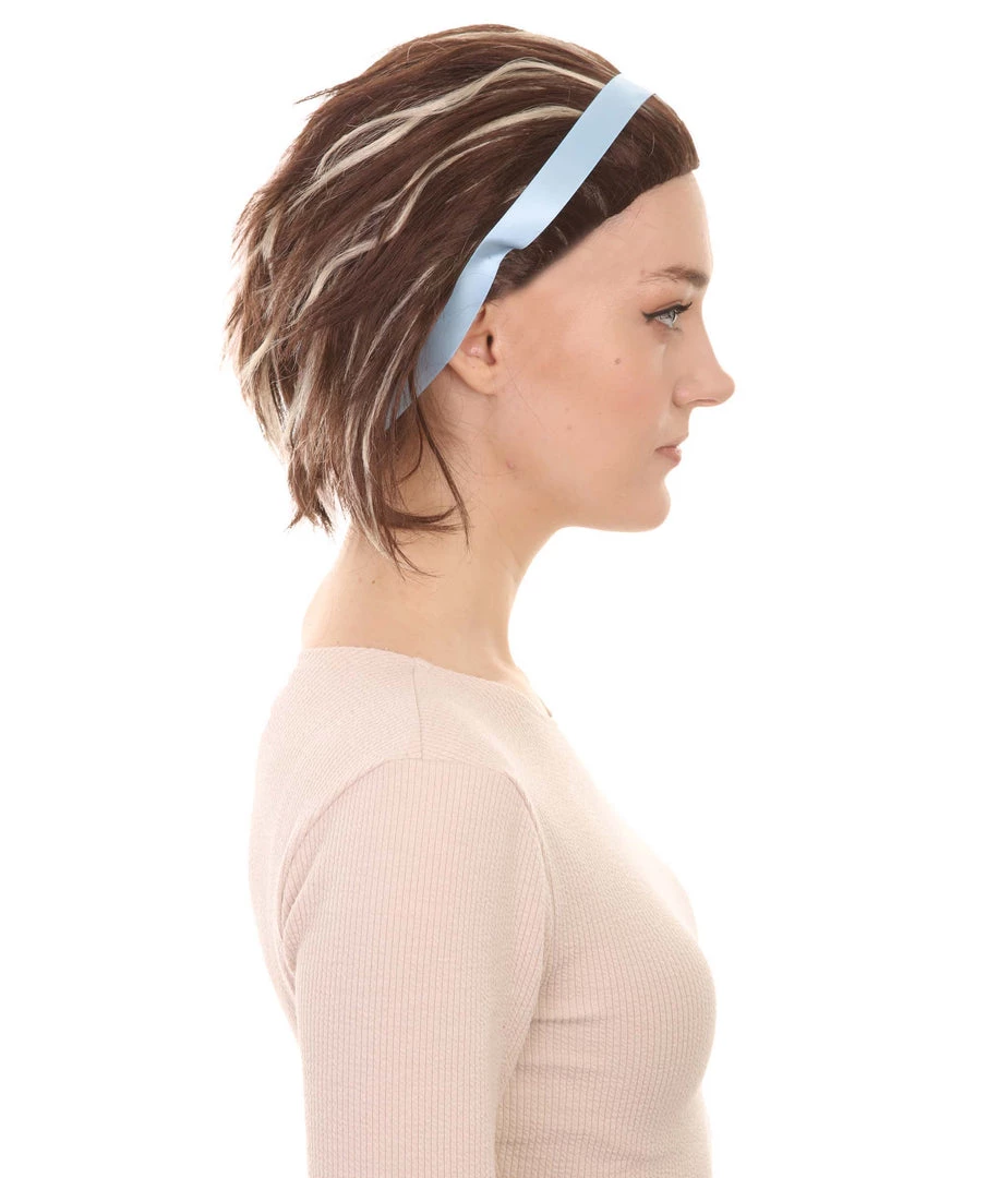 HPO Women's The Croods 2 Style Wig With Hairband | Black & Blonde Mix Wigs | Premium Breathable Capless Cap