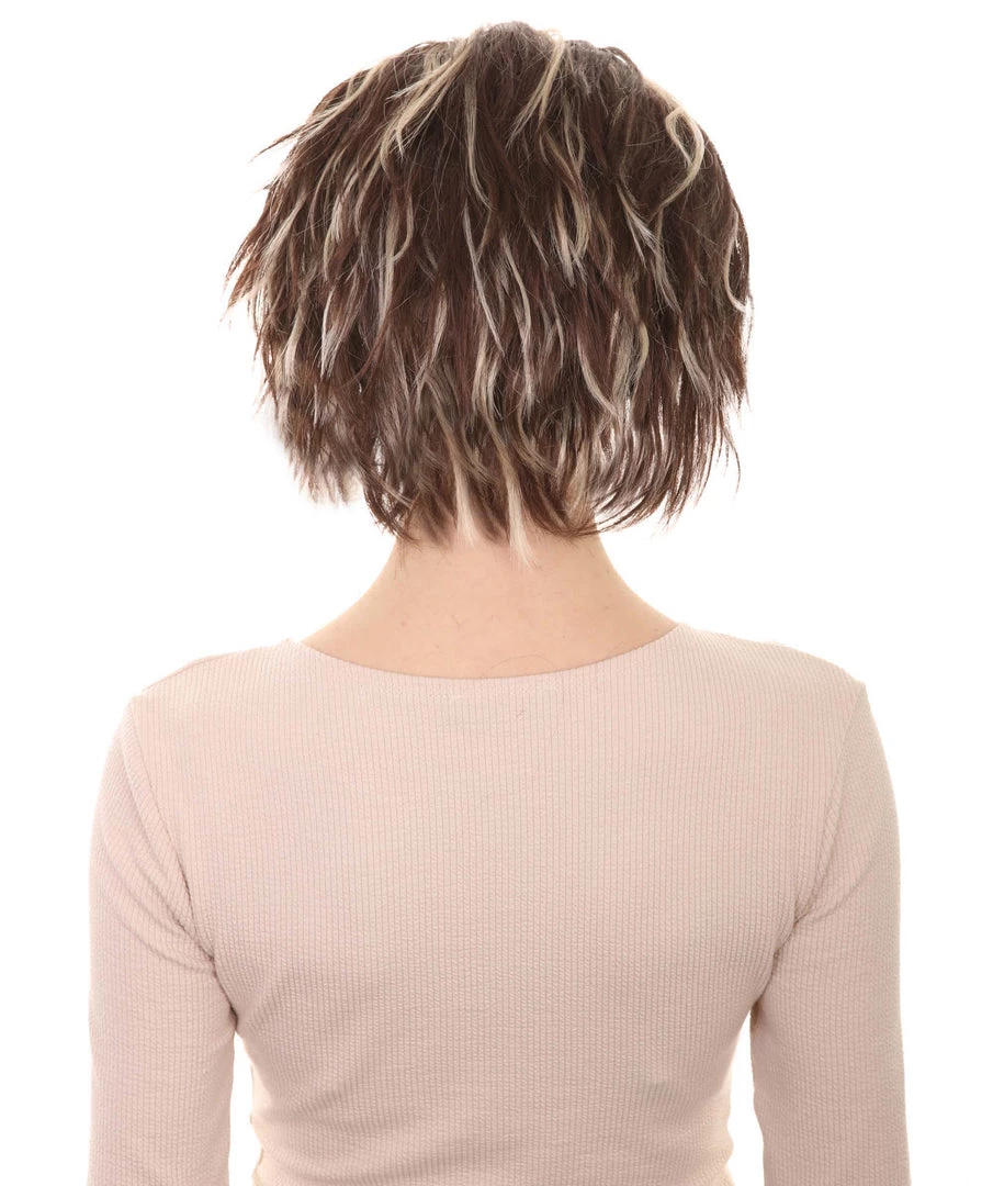 HPO Women's The Croods 2 Style Wig With Hairband | Black & Blonde Mix Wigs | Premium Breathable Capless Cap