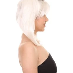 HPO Women's Womens White Style Wig | Party Ready Fancy Cosplay Halloween Wig | Premium Breathable Capless Cap