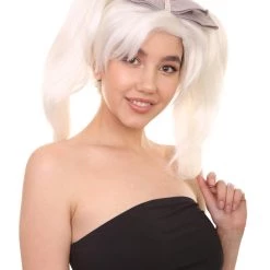 HPO Women's Womens White Style Wig | Party Ready Fancy Cosplay Halloween Wig | Premium Breathable Capless Cap