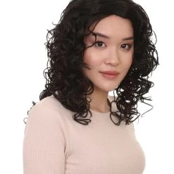 HPO Men's Adult's Womens Glamour Long Black Wig | Curly Glamour Cosplay Halloween Wig | Premium Breathable Capless Cap