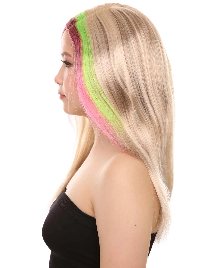 HPO Tri-Color Punk Unisex Wig | Sexy Cosplay Party Halloween Wig | Premium Breathable Capless Cap Women's