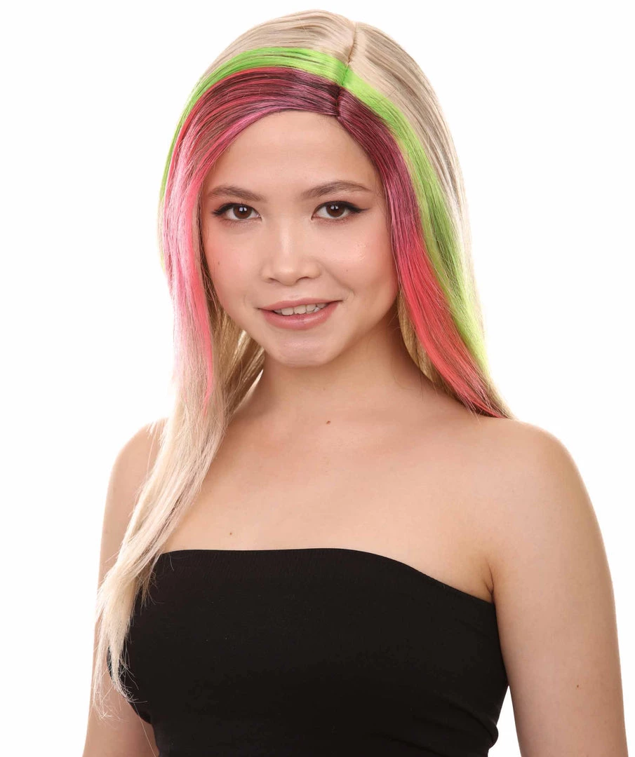HPO Tri-Color Punk Unisex Wig | Sexy Cosplay Party Halloween Wig | Premium Breathable Capless Cap Women's