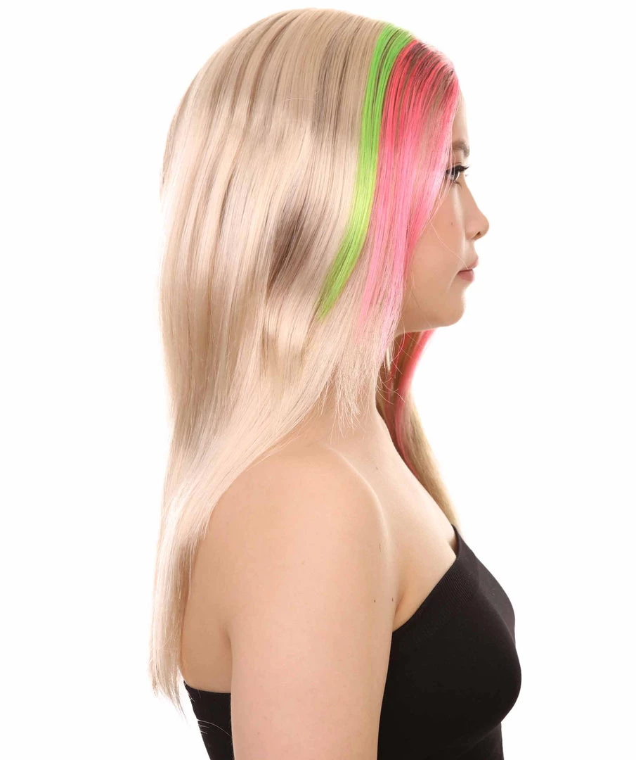 HPO Tri-Color Punk Unisex Wig | Sexy Cosplay Party Halloween Wig | Premium Breathable Capless Cap Women's