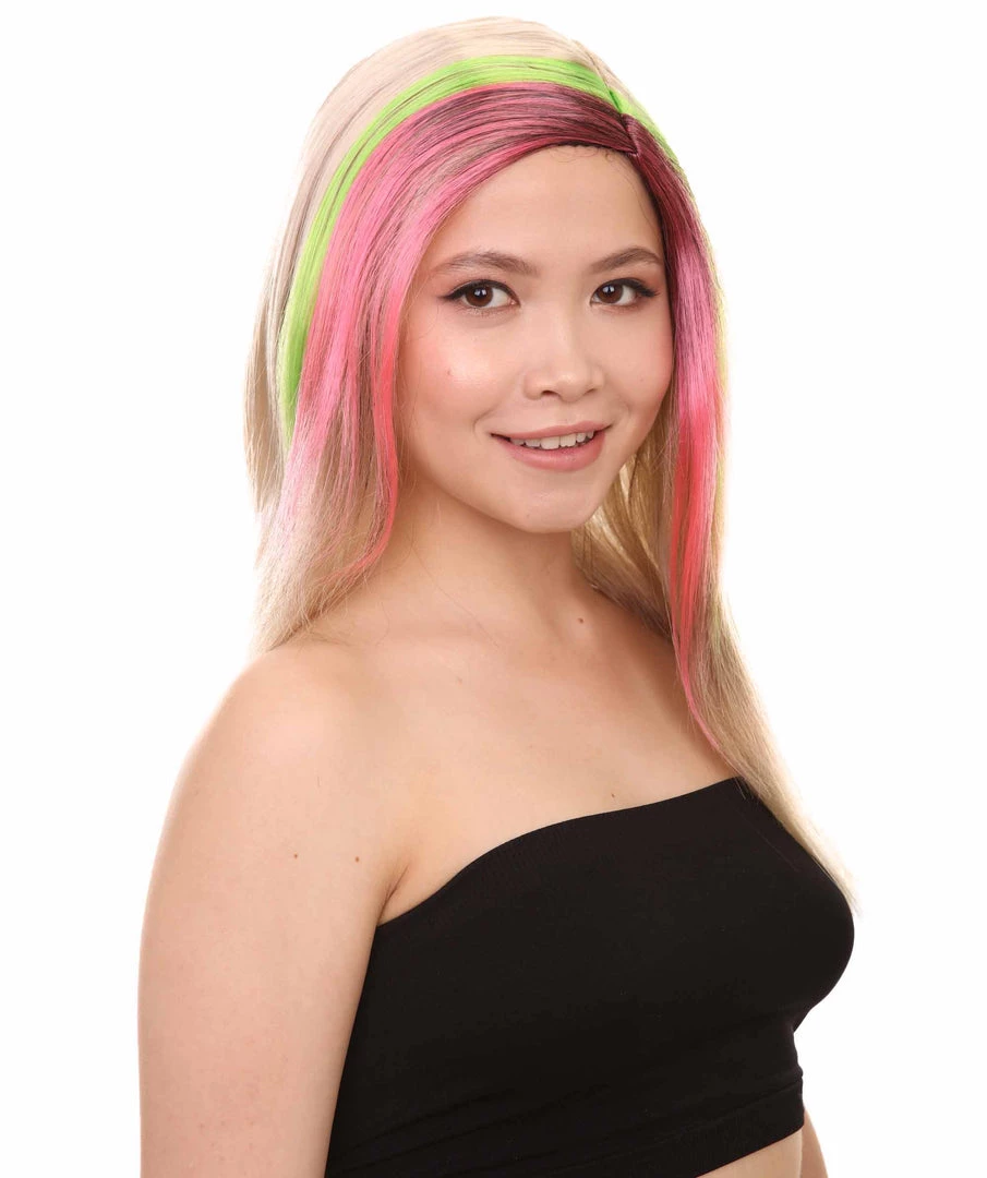 HPO Tri-Color Punk Unisex Wig | Sexy Cosplay Party Halloween Wig | Premium Breathable Capless Cap Women's