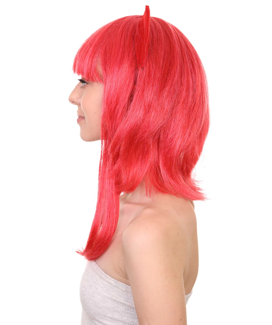 Adult Women's 16" Inch Medium Length Halloween Animated Video Game Annie Wig With Ears, Synthetic Soft Fiber Hair, Perfect For Your Next Conventiton And Group Anime Party! | HPO
