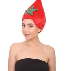 FLAGWIGS Women's Morocco Flag Sport Troll Wig | Red Cosplay Wig | Premium Breathable Capless Cap