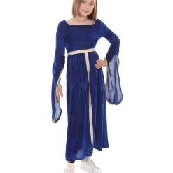 HPO Kids Child's Renaissance Medieval Princess Costume | Blue Cosplay Costume