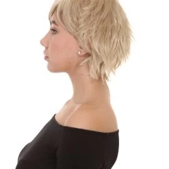 HPO Blonde Short Womens Wig | Natural Looking Halloween Wig | Premium Breathable Capless Cap