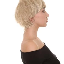 HPO Blonde Short Womens Wig | Natural Looking Halloween Wig | Premium Breathable Capless Cap