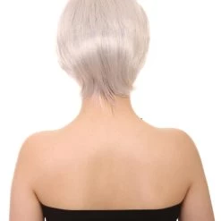 HPO Old Lady Grey Womens Wig | White Grandma Cosplay Halloween Wig | Premium Breathable Capless Cap