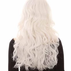 HPO Women's Womens Glow-In-The-Dark Long Curly Wavy Party Wig | GID Wigs | Premium Breathable Capless Cap