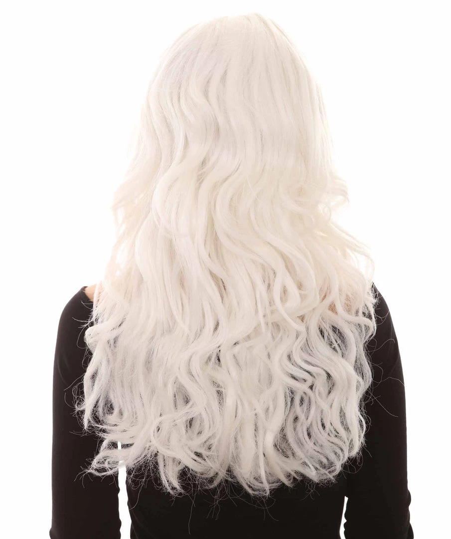 HPO Women's Womens Glow-In-The-Dark Long Curly Wavy Party Wig | GID Wigs | Premium Breathable Capless Cap