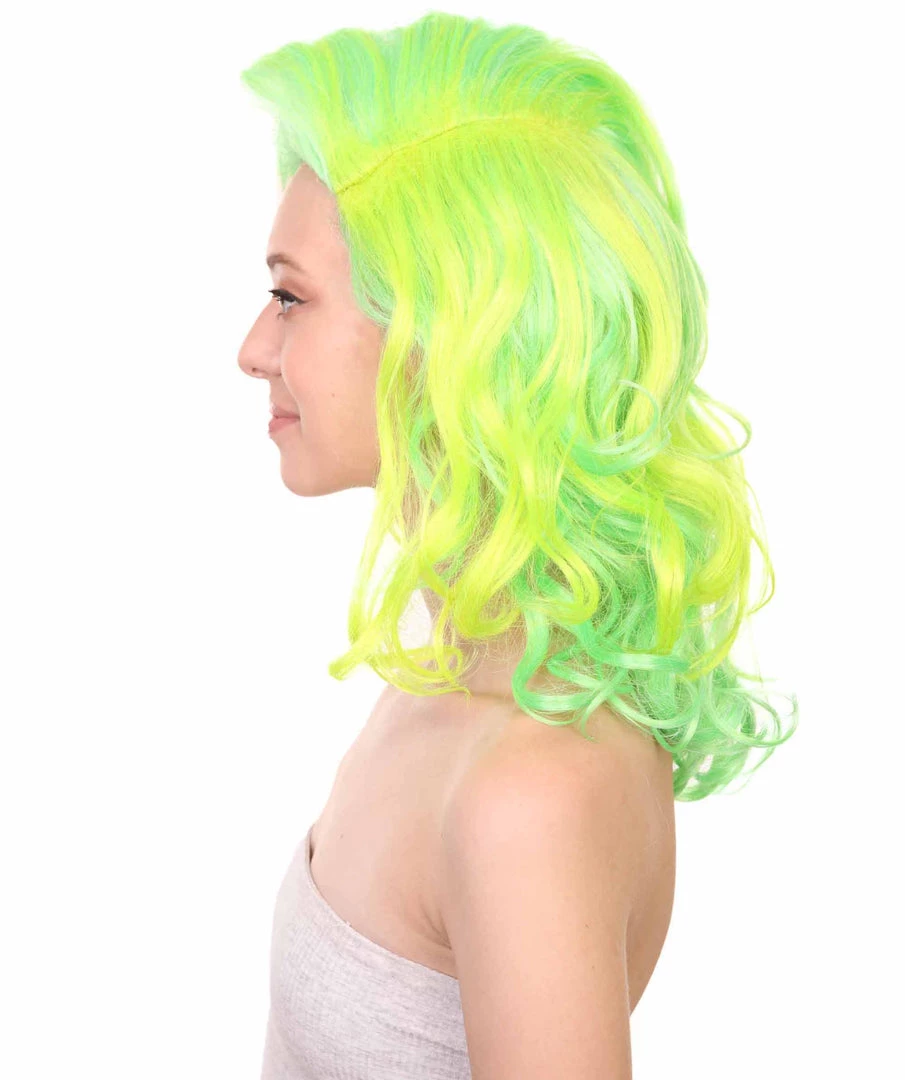 Adult Women's 17" Medium Length Wavy Halloween Cosplay American Singing Personality Costume Wig,Synthetic Soft Fiber Hair, Perfect For Holidays And Parties | HPO