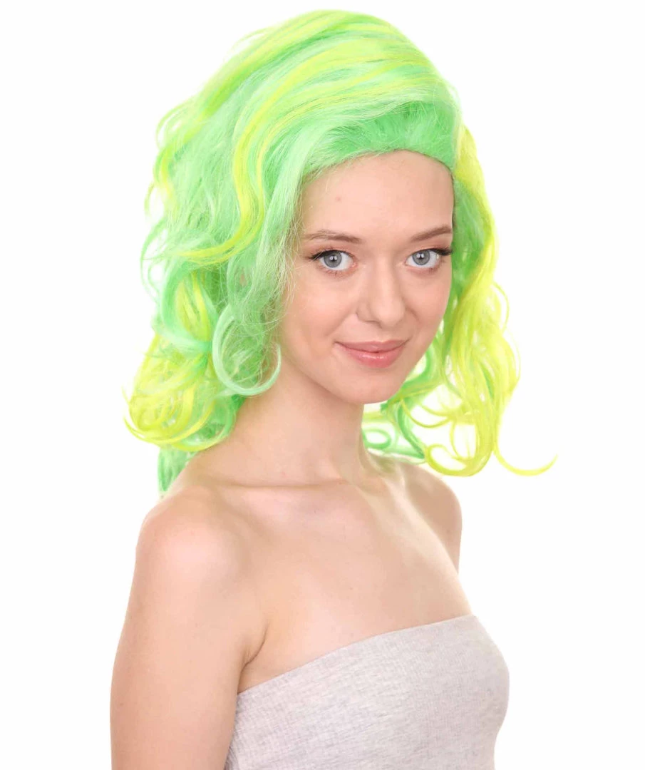 Adult Women's 17" Medium Length Wavy Halloween Cosplay American Singing Personality Costume Wig,Synthetic Soft Fiber Hair, Perfect For Holidays And Parties | HPO