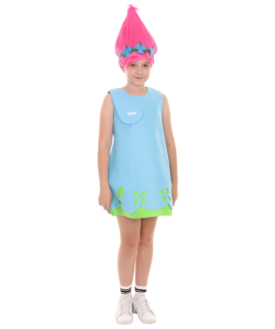 HPO Child's Trolls Dress Costume | Blue Cosplay Costume Kids