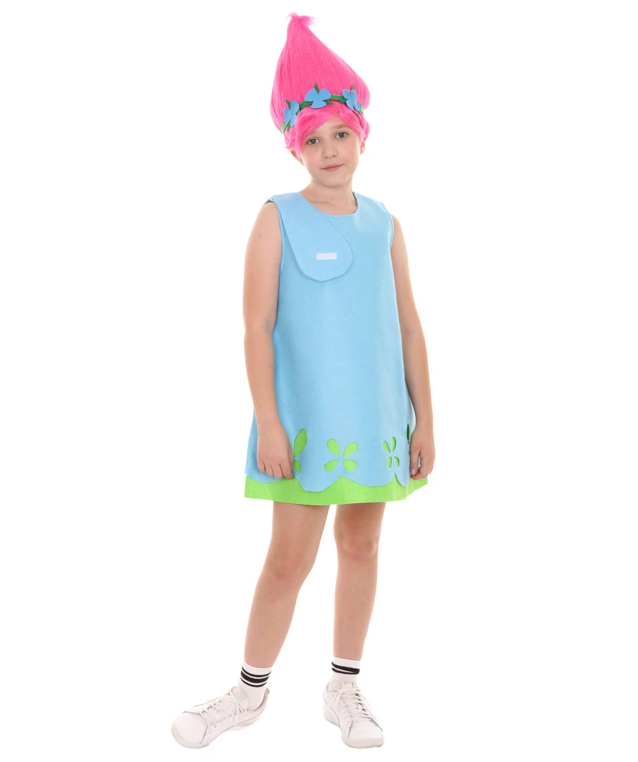 HPO Child's Trolls Dress Costume | Blue Cosplay Costume Kids