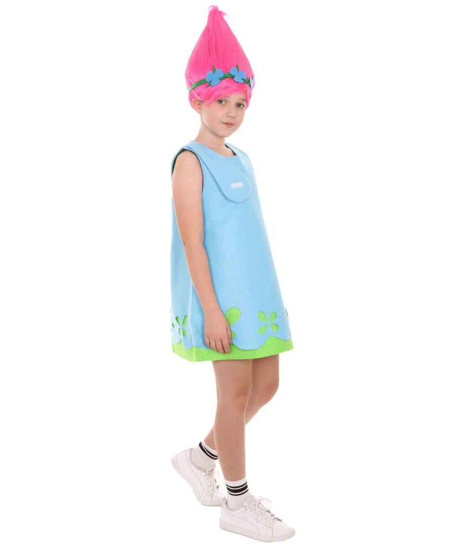 HPO Child's Trolls Dress Costume | Blue Cosplay Costume Kids