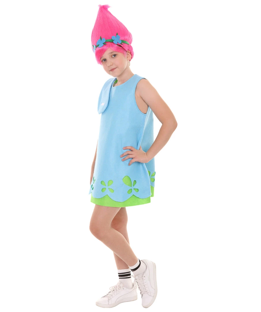 HPO Child's Trolls Dress Costume | Blue Cosplay Costume Kids