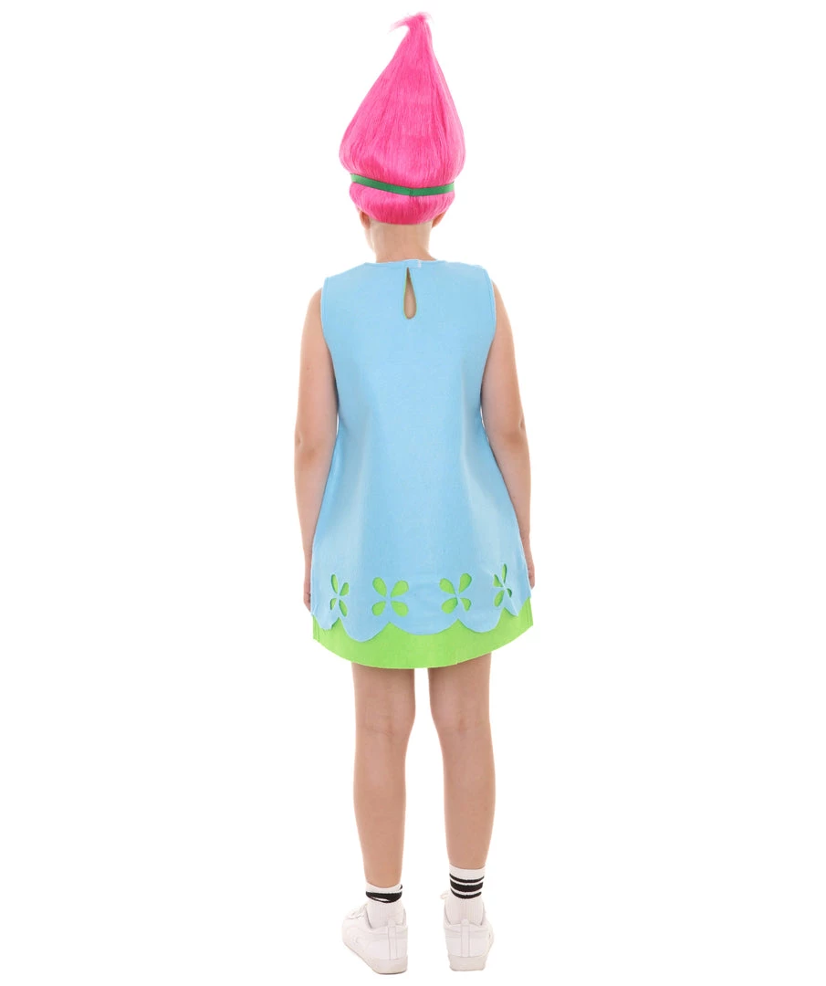 HPO Child's Trolls Dress Costume | Blue Cosplay Costume Kids