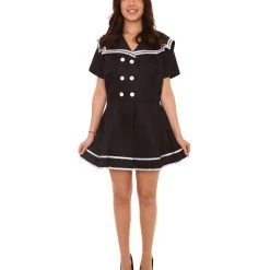 HPO Adult Women's Sailor Dress Celebrity Costume | Black Cosplay Costume