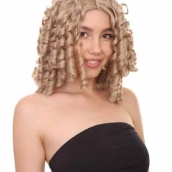 HPO Womens Colonial Lady Blonde Wig | Historical Character Cosplay Halloween Wig | Premium Breathable Capless Cap