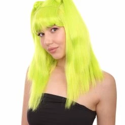 HPO Lime Twist Womens Wig | Yellow Green Crazy Hair Long Wig | Premium Breathable Capless Cap