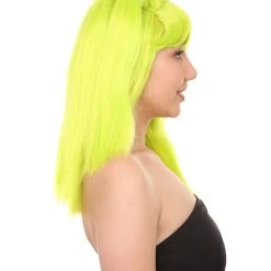 HPO Lime Twist Womens Wig | Yellow Green Crazy Hair Long Wig | Premium Breathable Capless Cap