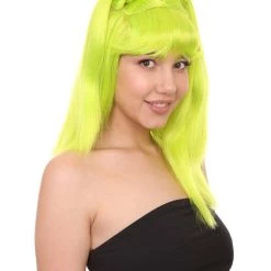 HPO Lime Twist Womens Wig | Yellow Green Crazy Hair Long Wig | Premium Breathable Capless Cap