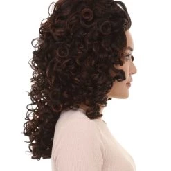 HPO Women's Superstar Dark Brown Long Curly Womens Wig | Over Size Sport Wig | Premium Breathable Capless Cap