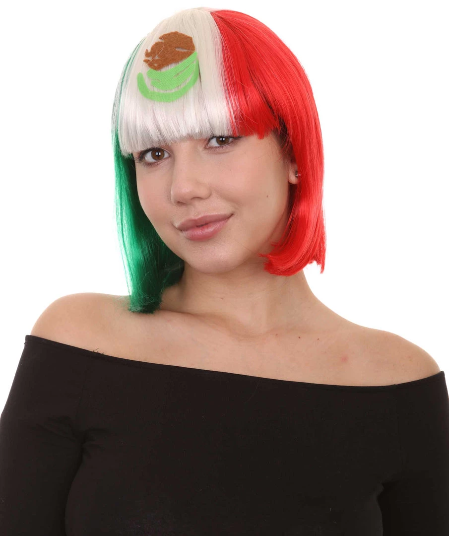 FLAGWIGS Women Patriotic Mexico Flag Bob Wig | Premium Breathable Capless Cap Women's