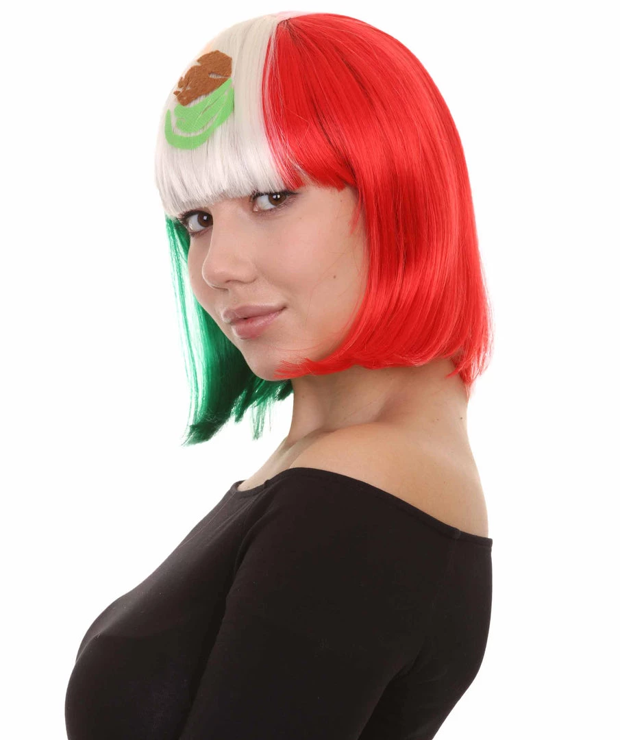 FLAGWIGS Women Patriotic Mexico Flag Bob Wig | Premium Breathable Capless Cap Women's