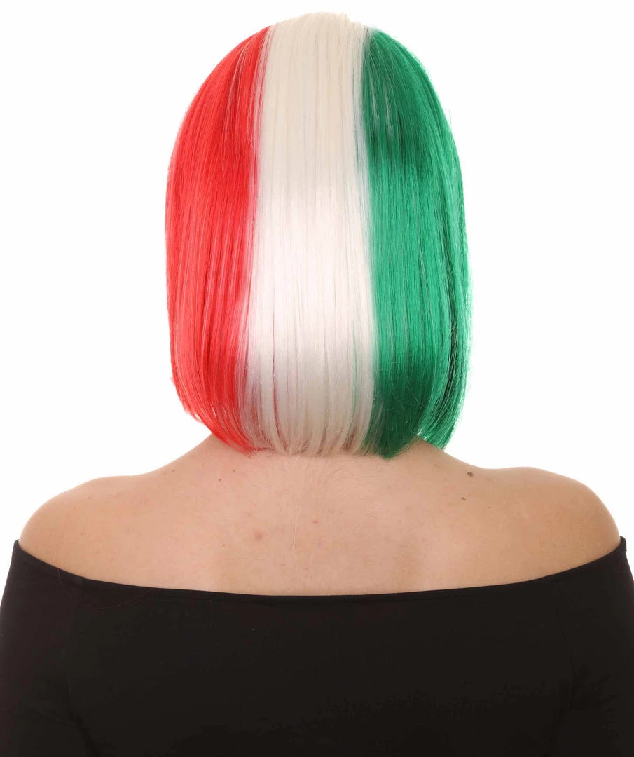 FLAGWIGS Women Patriotic Mexico Flag Bob Wig | Premium Breathable Capless Cap Women's