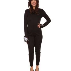 HPO Adult Women's Catsuit 2Pc Costume | Black Halloween Costume