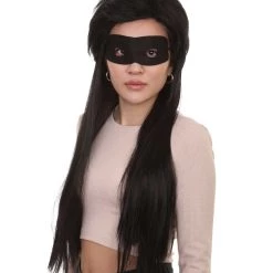 HPO Women's Womens Superwoman 25' Wig | Violet Parr Black Wig With Mask Set | TV/Movie Wigs | Premium Breathable Capless Cap