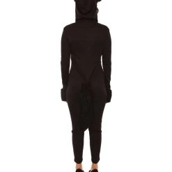 HPO Adult Women's Catsuit 2Pc Costume | Black Halloween Costume