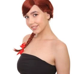 HPO Farmers Daughter Long Braids Womens Wig | Brown Colonial Traditional Cosplay Halloween Wig | Premium Breathable Capless Cap Women's