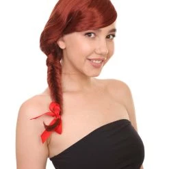 HPO Farmers Daughter Long Braids Womens Wig | Brown Colonial Traditional Cosplay Halloween Wig | Premium Breathable Capless Cap Women's