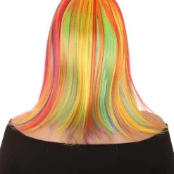 HPO Women's Womens Rainbow Medium Bob Wig | Party Ready Fancy Cosplay Halloween Wig | Premium Breathable Capless Cap