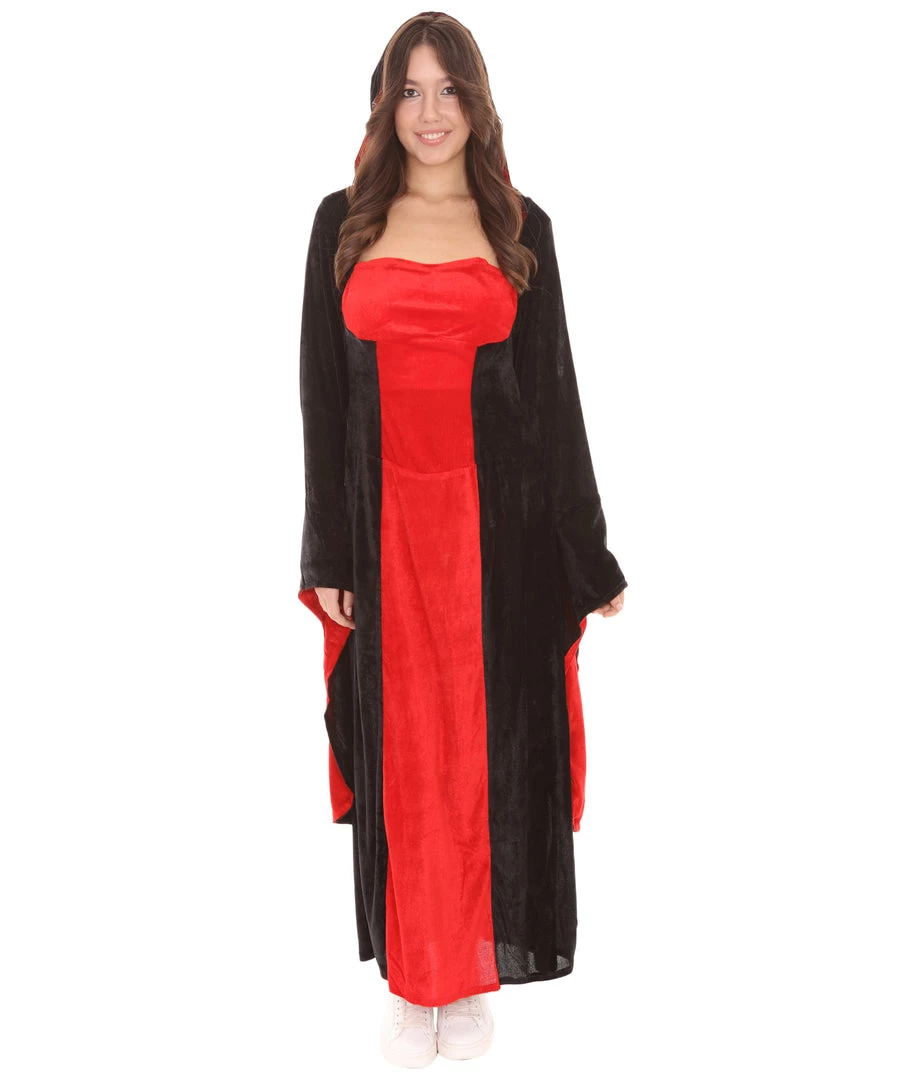 HPO Adult Women's Temptress Vampire Costume | Black & Red Halloween Costume