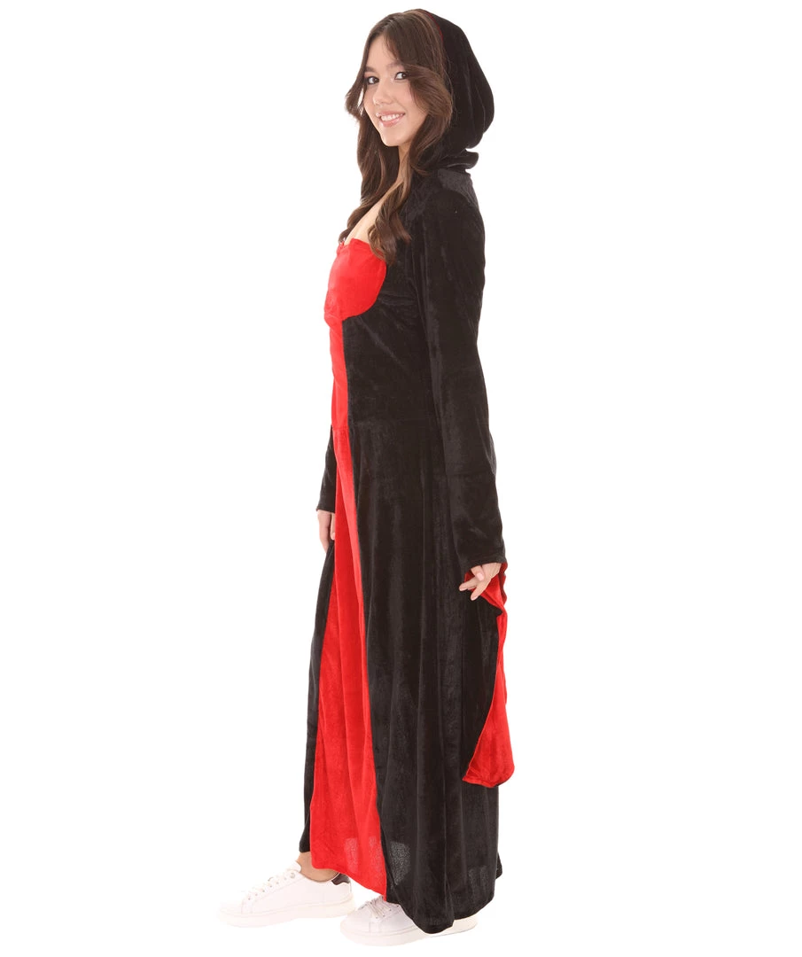 HPO Adult Women's Temptress Vampire Costume | Black & Red Halloween Costume