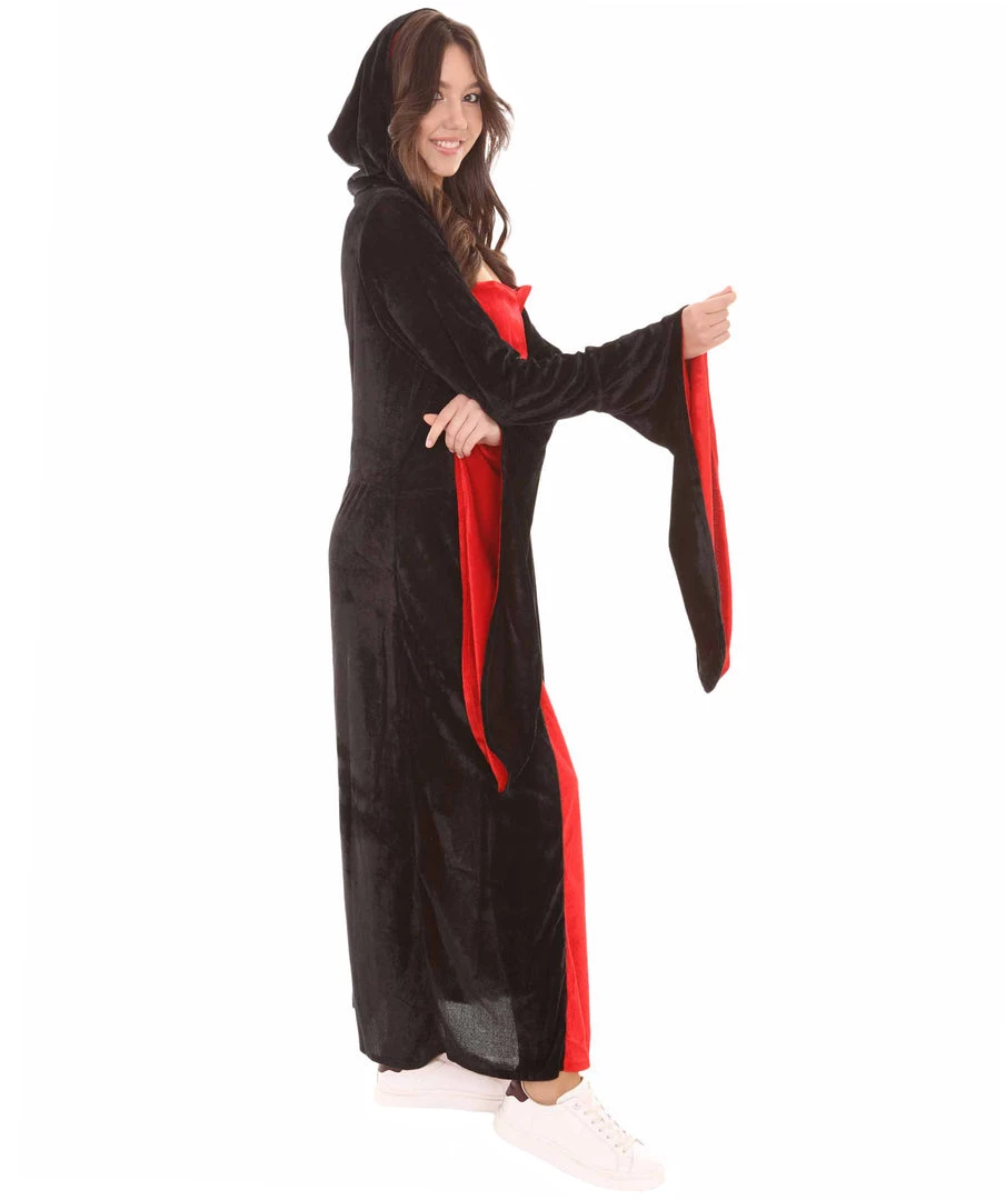 HPO Adult Women's Temptress Vampire Costume | Black & Red Halloween Costume