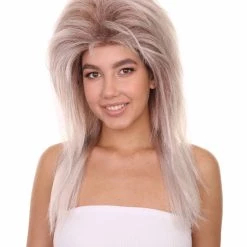 Adult Women's 25" Inch Long Length Halloween Party Cosplay Glam Of Rock N Roll Spiked 80s Rocker Costume Wig, Synthetic Soft Fiber Hair | HPO
