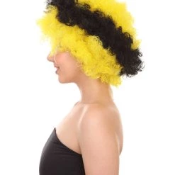 HPO Bee Unisex Wig | Jumbo Super Size Afro Yellow Black Cosplay Halloween Wig | Premium Breathable Capless Cap