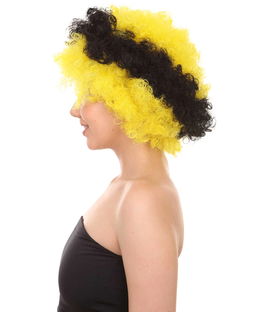 HPO Bee Unisex Wig | Jumbo Super Size Afro Yellow Black Cosplay Halloween Wig | Premium Breathable Capless Cap