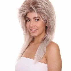 Adult Women's 25" Inch Long Length Halloween Party Cosplay Glam Of Rock N Roll Spiked 80s Rocker Costume Wig, Synthetic Soft Fiber Hair | HPO