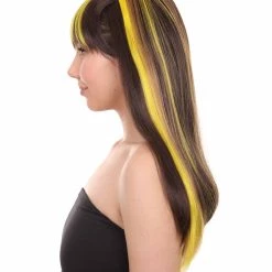 HPO Monster Womens Wig | Neon Yellow & Black Cosplay Halloween Wig | Premium Breathable Capless Cap