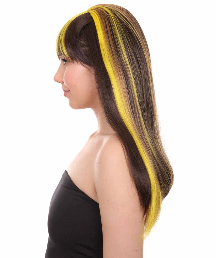 HPO Monster Womens Wig | Neon Yellow & Black Cosplay Halloween Wig | Premium Breathable Capless Cap